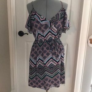 Multicolored Cold shoulder dress